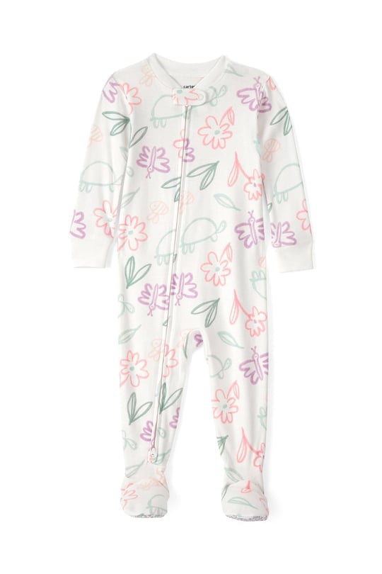 Carters Kız Bebek Desenli Patikli Uyku Tulumu Krem 1U854610