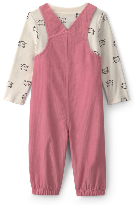 Carters Kız Bebek Kadife Uzun Kollu Tişört Salopet Takım Pembe 1W081910