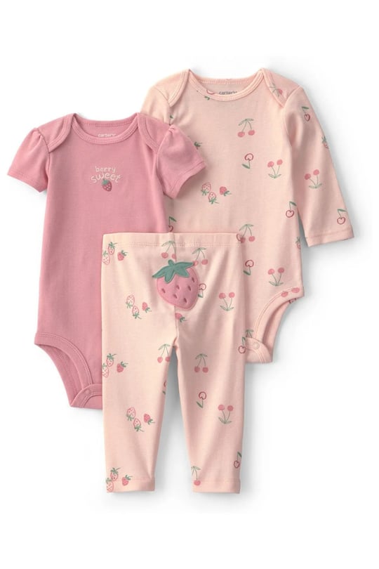 Carters Kız Bebek Layette 3lü Body Alt Takım Pudra 1V253610