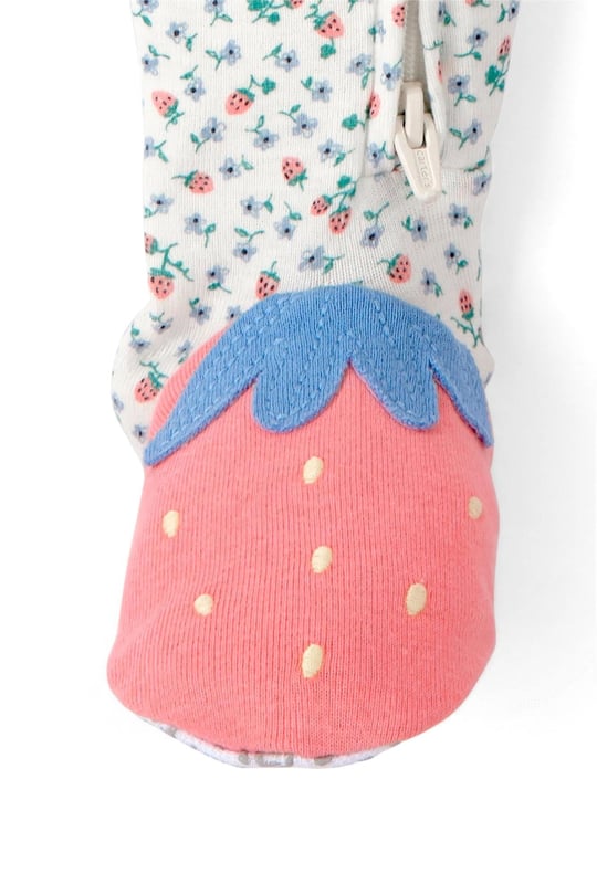 Carters Kız Çocuk Çilek Desenli Patikli Uyku Tulumu Beyaz 2U649410