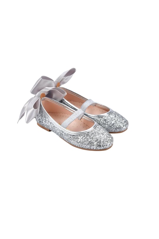 Chica Magica Kız Çocuk Odette Simli Saten Fiyonklu Babet Silver CM170