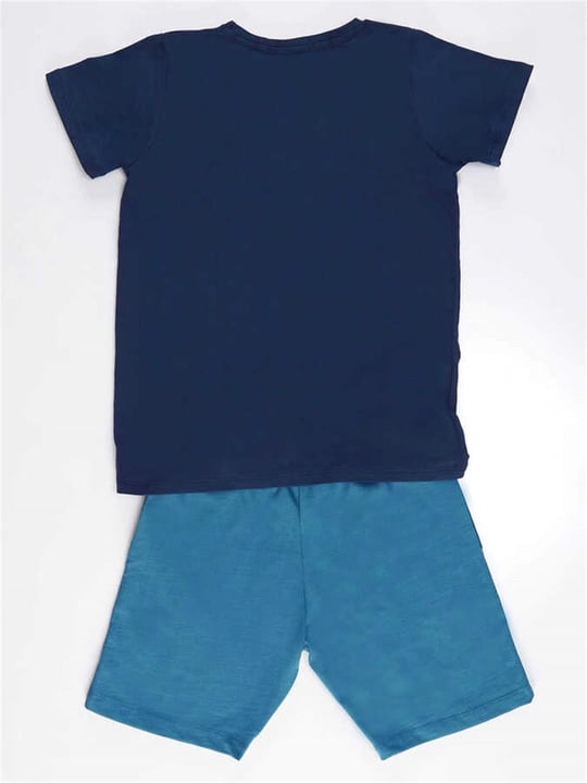 Denokids Erkek Çocuk Alfabe T-shirt Şort Takım Lacivert MS-21Y2-036