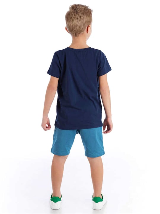 Denokids Erkek Çocuk Alfabe T-shirt Şort Takım Lacivert MS-21Y2-036