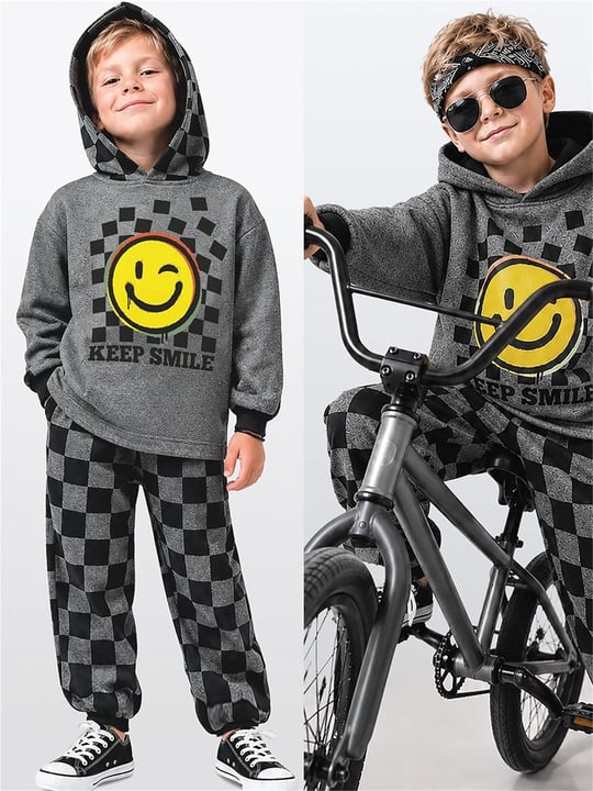 Denokids Erkek Çocuk Keep Smile Eşofman Takımı Antrasit CFF-26S1-013