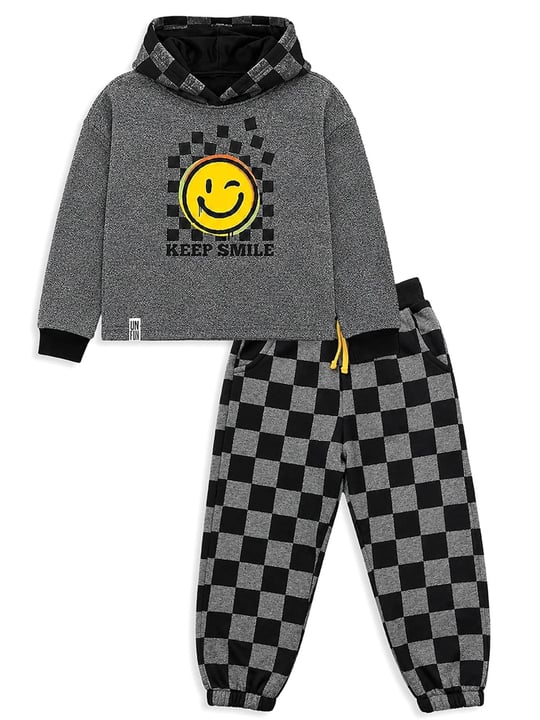 Denokids Erkek Çocuk Keep Smile Eşofman Takımı Antrasit CFF-26S1-013