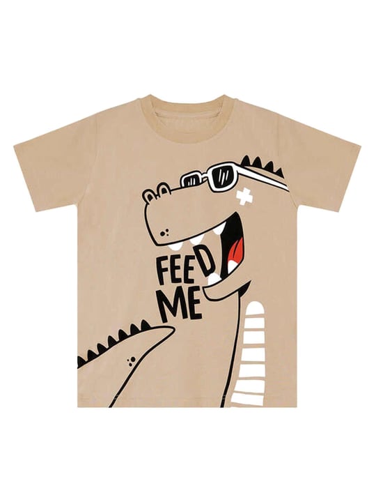 Denokids Erkek Çocuk Komik Dino T-shirt Kapri Şort Takım CFF-24Y1-089