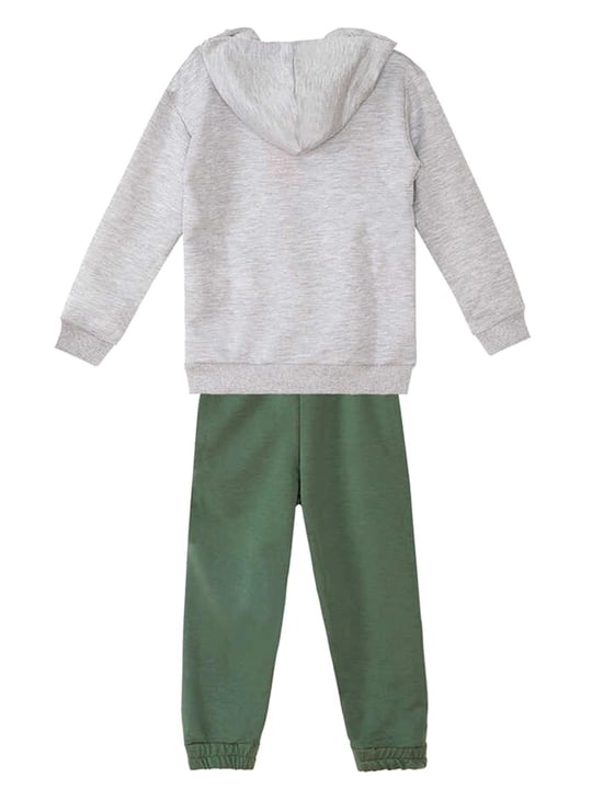 Denokids Erkek Çocuk LMG Animals Eşofman Altı Üstü Takım Gri Haki MS-22S1-008