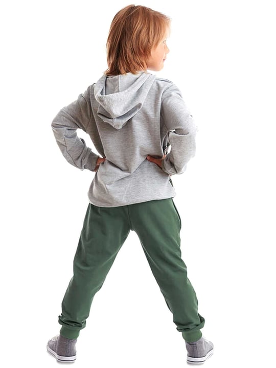 Denokids Erkek Çocuk LMG Animals Eşofman Altı Üstü Takım Gri Haki MS-22S1-008