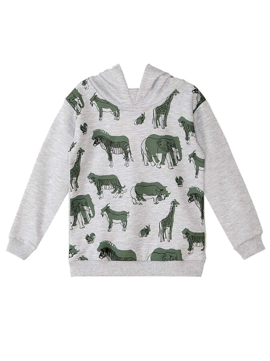 Denokids Erkek Çocuk LMG Animals Eşofman Altı Üstü Takım Gri Haki MS-22S1-008
