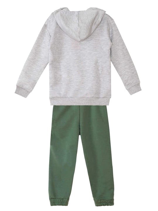 Denokids Erkek Çocuk LMG Animals Eşofman Altı Üstü Takım Gri Haki MS-22S1-008