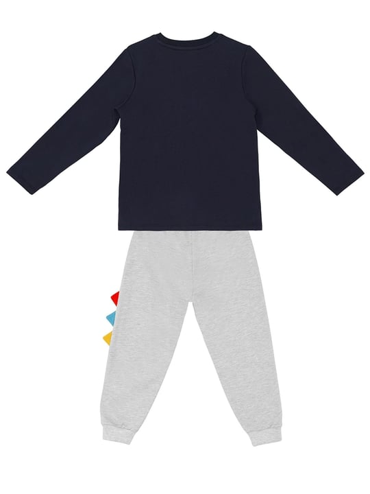 Denokids Erkek Çocuk Rawr Tişört Pantolon Takım Lacivert CFF24S1-037