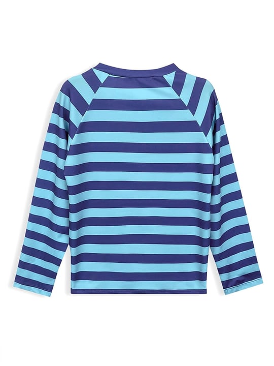 Denokids Erkek Çocuk UV Korumalı Çizgili Mayo Tişört Mavi CFF-25Y1-171