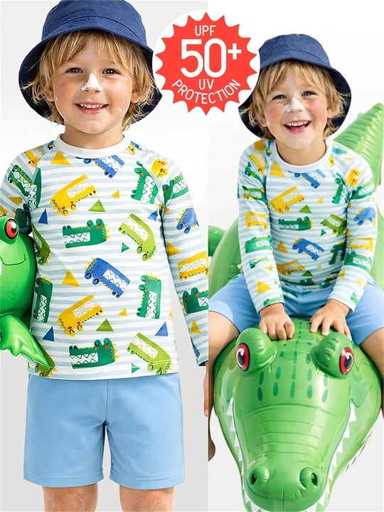 Denokids Erkek Çocuk UV Korumalı Timsah Mayo Tişört CFF-26Y1-117