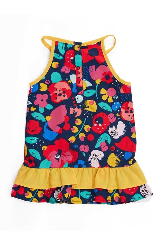 Denokids Kız Bebek Çiçekli Poplin Pamuklu Yazlık Elbise Renkli CFF-23Y2-029