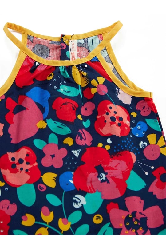 Denokids Kız Bebek Çiçekli Poplin Pamuklu Yazlık Elbise Renkli CFF-23Y2-029