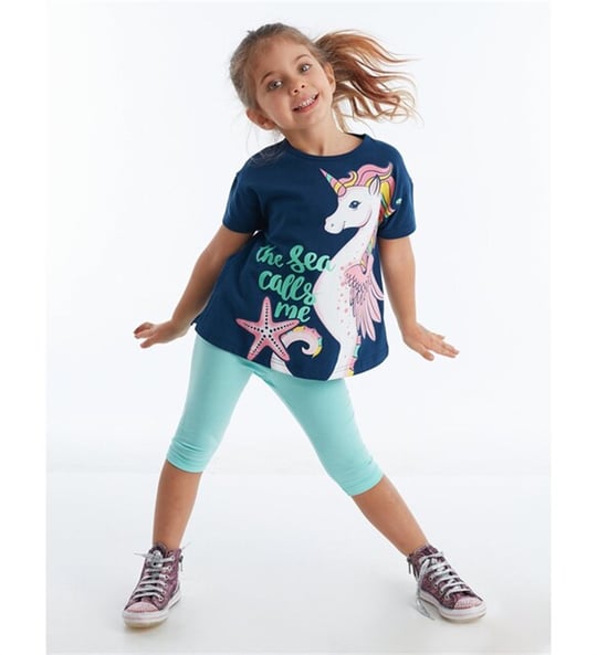 Denokids Kız Çocuk Denizaltı Unicorn Tunik Takım MS-20Y1-064
