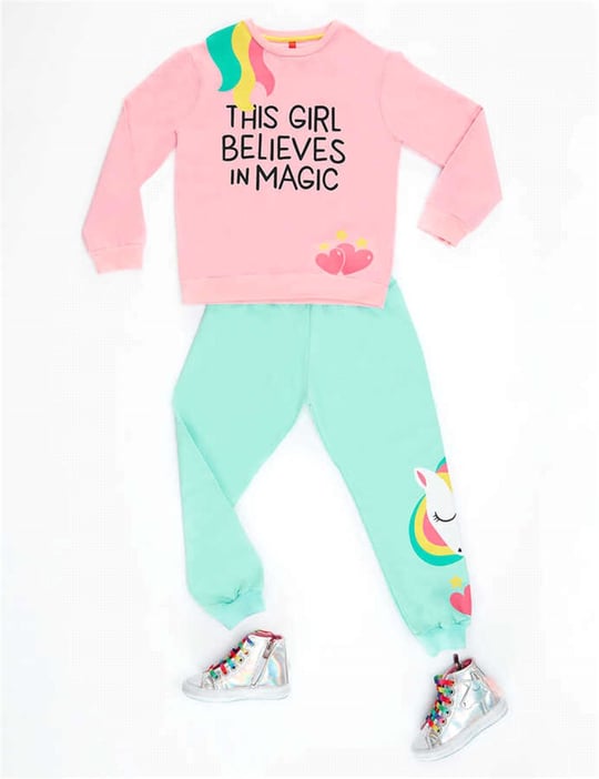 Denokids Kız Çocuk Girl Magic Eşofman Takımı Pembe Mavi CFF-20S1-113