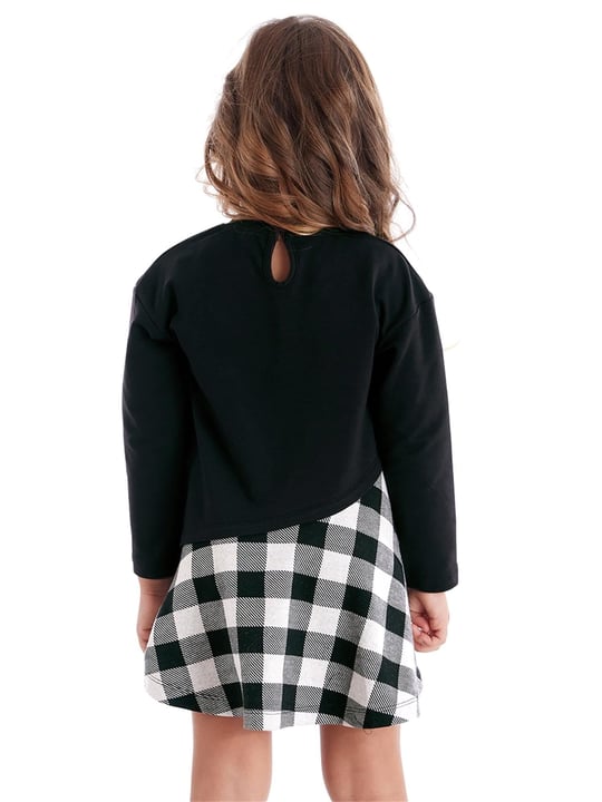 Denokids Kız Çocuk Havalı Kedi Elbise Siyah MS-20K1-016