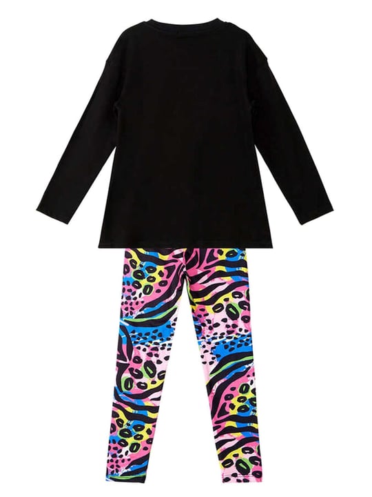 Denokids Kız Çocuk Kanatlı Şimşek Leopar Takım Siyah MS-21K1-050
