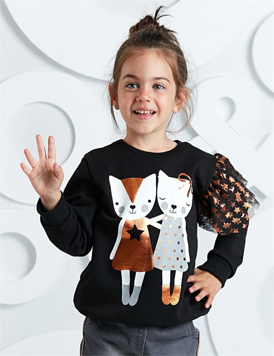 Denokids Kız Çocuk Sıkı Dostlar Tüllü Sweatshirt Ms-20S1-466