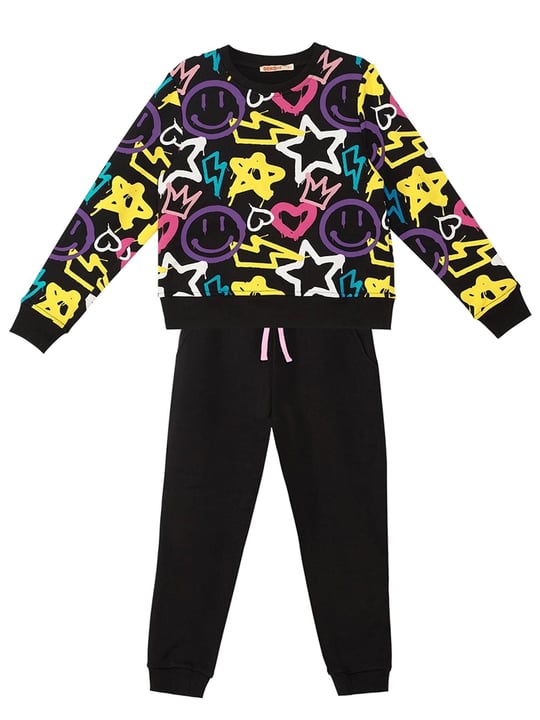 Denokids Kız Çocuk Street Style Eşofman Takımı Siyah MS-23S1-050
