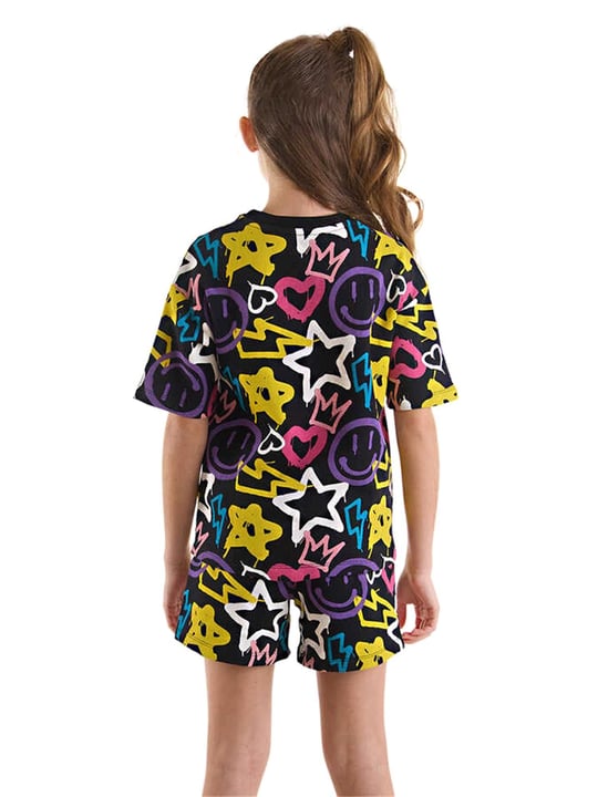 Denokids Kız Çocuk Street Style T-shirt Şort Takım MS-24Y1-078