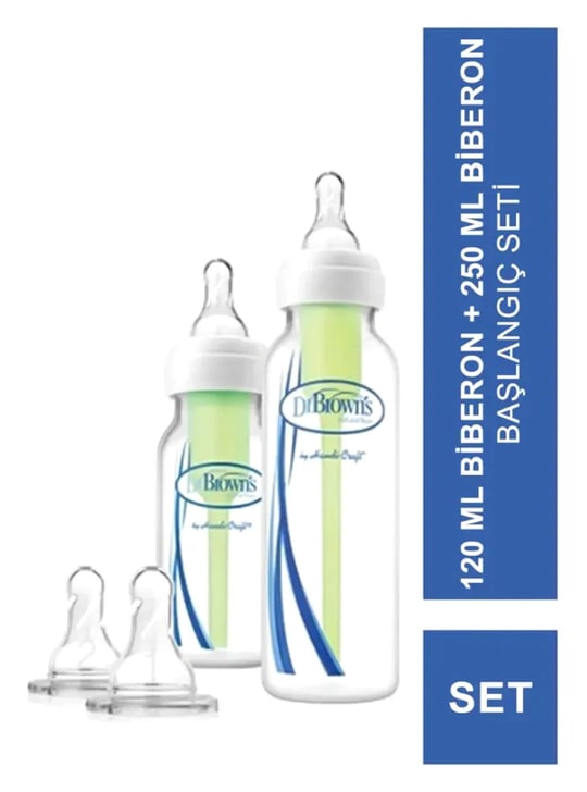 Dr. Brown’s Antikolik Options Dar Ağız 2'li Biberon ve Biberon Emziği 250ml+120ml 02005