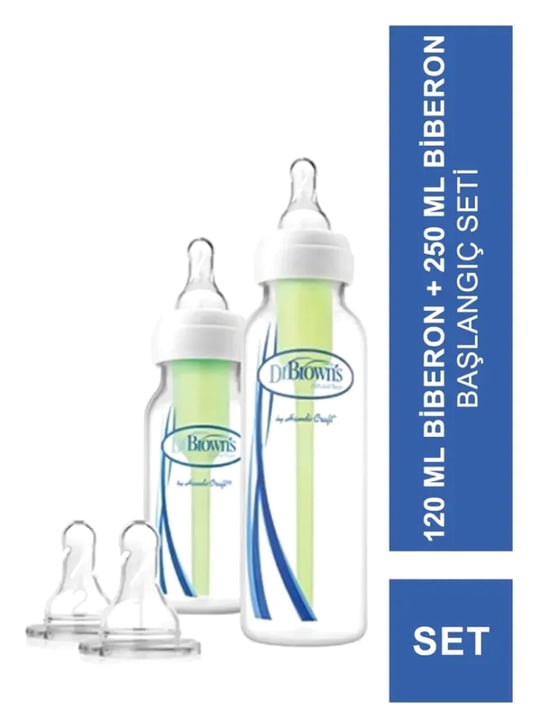 Dr. Brown’s Antikolik Options Dar Ağız 2'li Biberon ve Biberon Emziği 250ml+120ml 02005