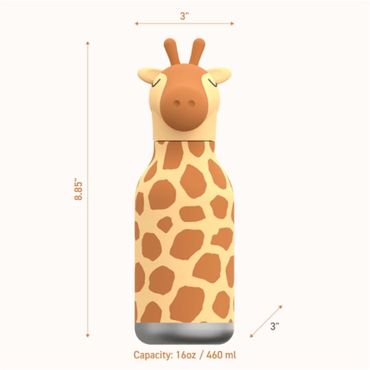Globber Asobu Bestle Bottle Pipetli Çelik Suluk Giraffe SBV44-GIRAFFE