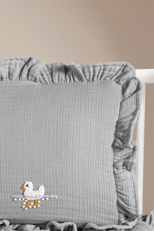 Kanz Bebek Ducky Fırfırlı Müslin 4 Parça Nevresim Takımı Gri KNZ-020
