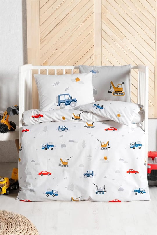 Kanz Erkek Bebek Digger Cars Pamuklu 4 Parça Nevresim Takımı KNZ-001