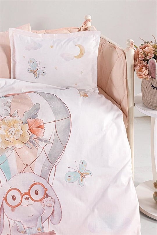 Kanz Kız Bebek Flying Rabbit Pamuklu 8 Parça Uyku Seti KNZ-003