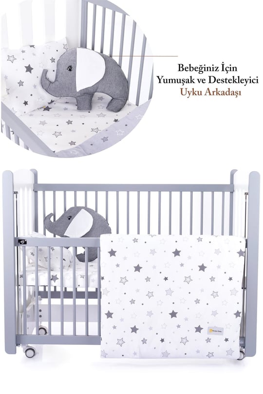 Kinder Baby Little One 5li Oyun Parkı Uyku Seti Gri Yıldız 