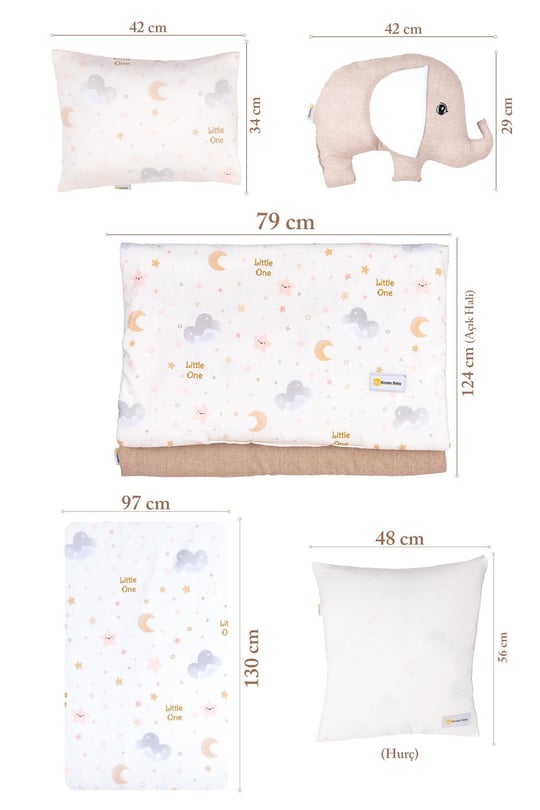 Kinder Baby Little One 5li Oyun Parkı Uyku Seti Bej