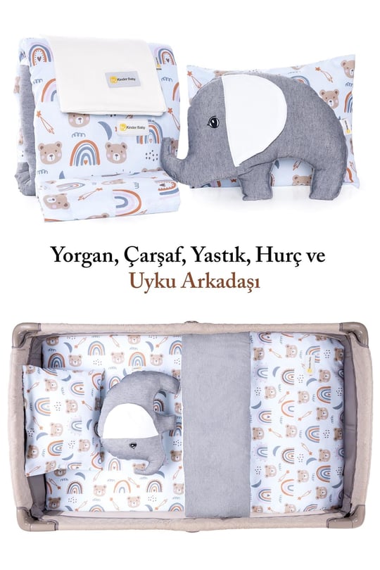 Kinder Baby Little One 5li Oyun Parkı Uyku Seti Mavi Ayıcık
