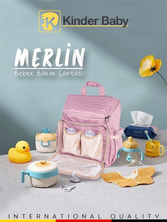 Kinder Baby Merlin Anne Bebek Bakım Çantası Gül Kurusu