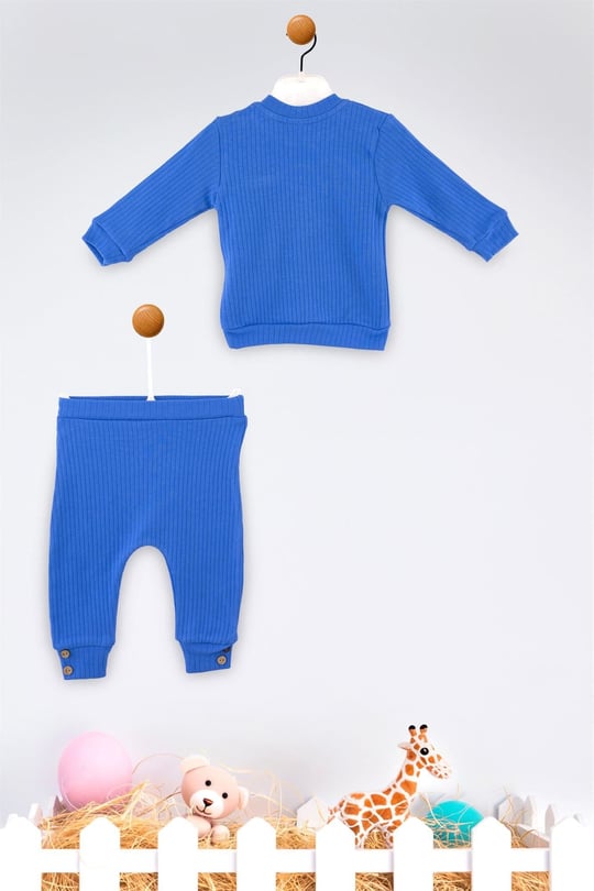 Kinder Baby Miniş Bebe Fitilli Pamuklu Bebek Takımı Lacivert 1093