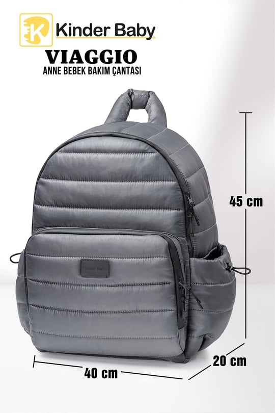 Kinder Baby Viaggio Termal Biberon Çantalı ve Alt Açma Pedli Antrasit Bebek Bakım Çantası