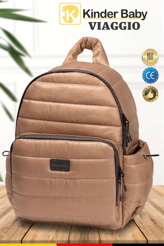 Kinder Baby Viaggio Termal Biberon Çantalı ve Alt Açma Pedli Bej Bebek Bakım Çantası