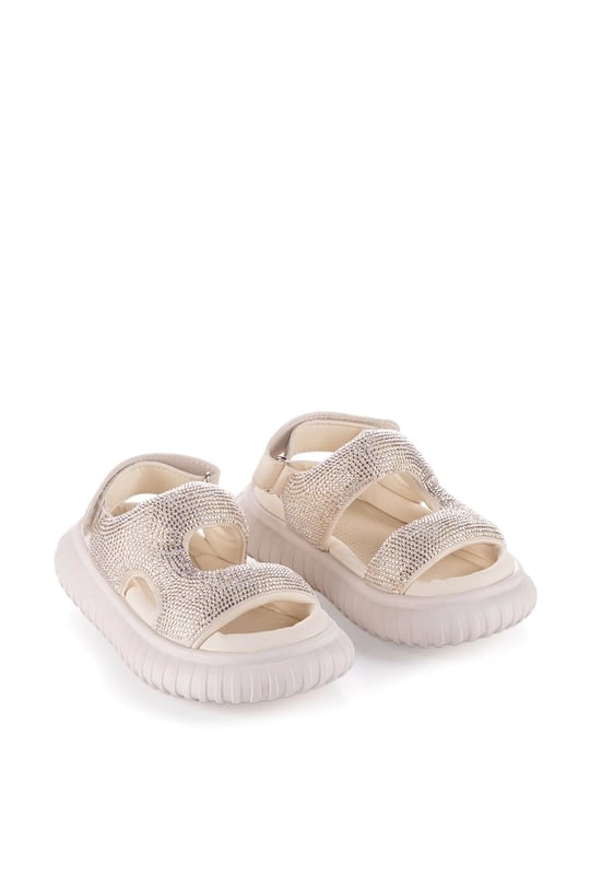Marco Kids Kız Çocuk Taşlı Sandalet Krem 26Y845