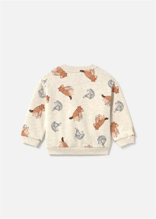 Mayoral Erkek Bebek Baskılı Cepli Sweatshirt Krem 2416