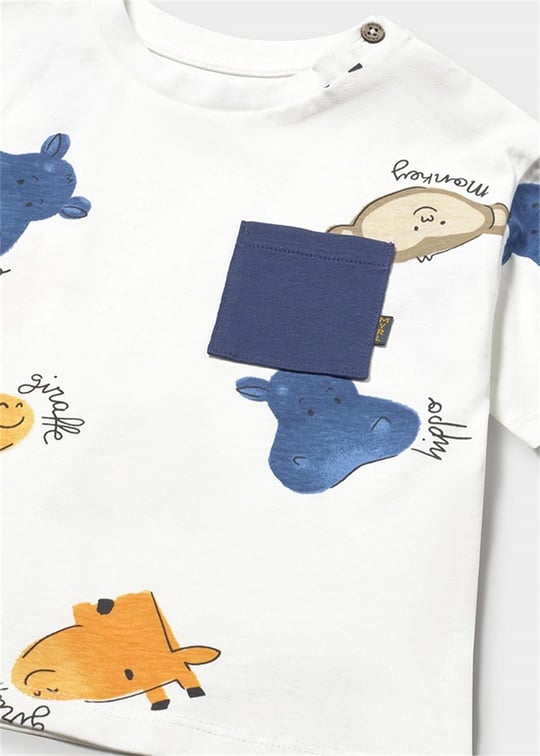 Mayoral Erkek Bebek Desenli Tişört Ekru 1014
