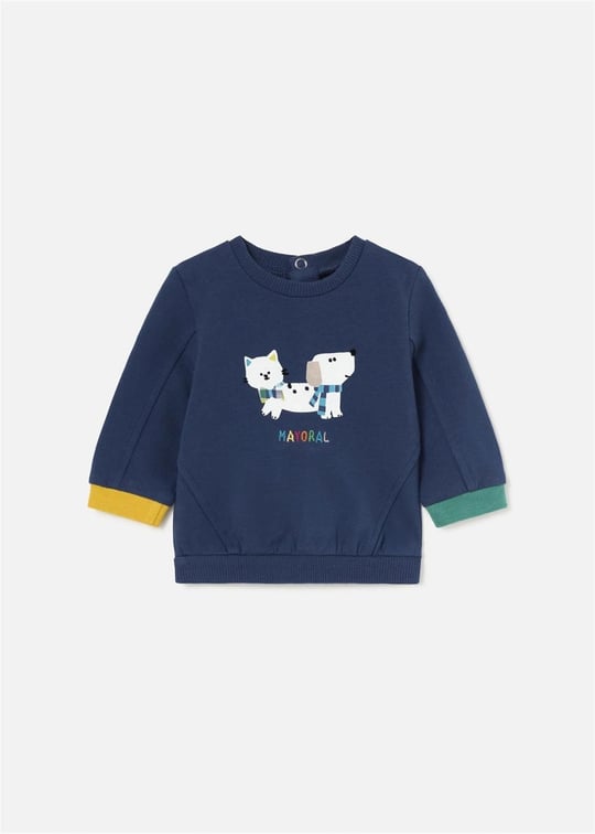 Mayoral Erkek Bebek Motifli Sweatshirt Lacivert 2455