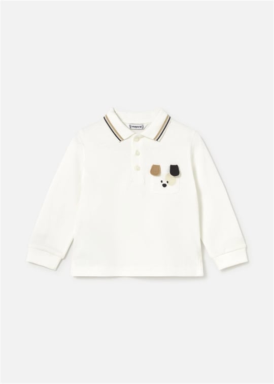 Mayoral Erkek Bebek Polo Yaka Uzun Kollu Tişört Krem 2105