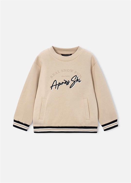 Mayoral Erkek Çocuk Baskılı Cepli Sweatshirt Bej 4462