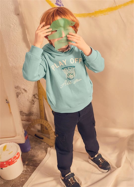 Mayoral Erkek Çocuk Baskılı Kapüşonlu Sweatshirt Mint 4456