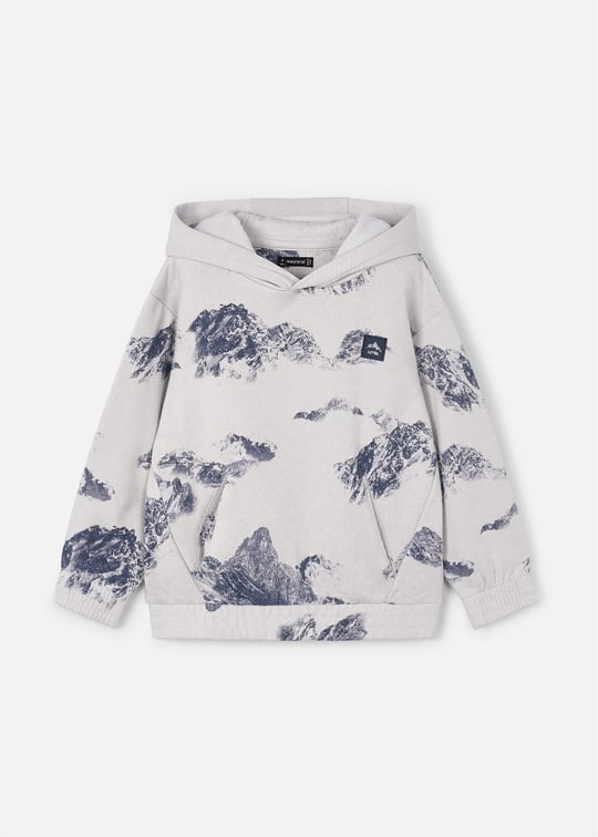 Mayoral Erkek Çocuk Baskılı Kapüşonlu Sweatshirt Gri 4403