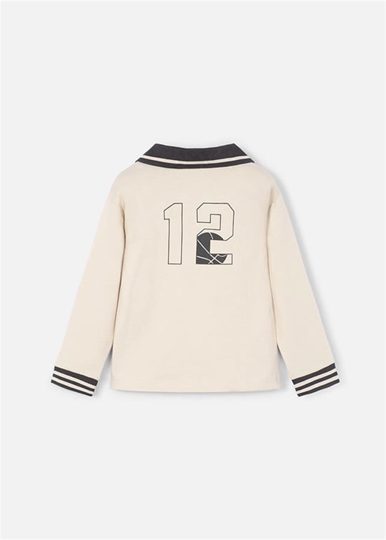 Mayoral Erkek Çocuk Baskılı Polo Yaka Sweatshirt Bej 4120