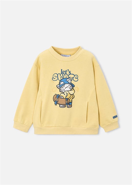 Mayoral Erkek Çocuk Baskılı Sweatshirt Sarı 4454