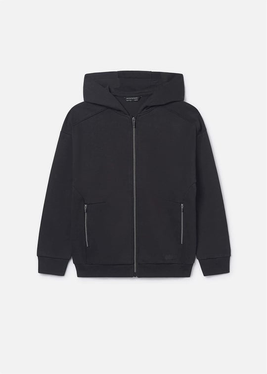 Mayoral Erkek Çocuk Fermuarlı Kapüşonlu Sweatshirt Ceket Siyah 6417